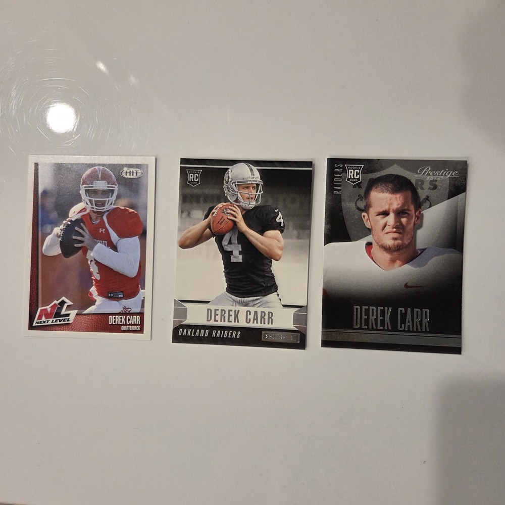 2014 Derek Carr Set Of 3 RC Cards Raiders Football Rookie NFL